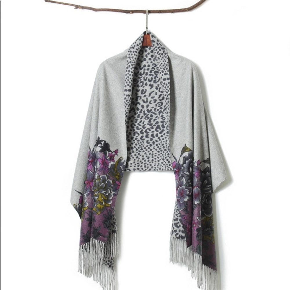 Edelweiss 100% cashmere floral printed scarf shawl